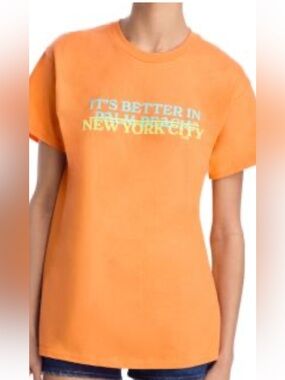 NWT Coniglio Women's Orange Graphic Tee - New York City Slogan size Al